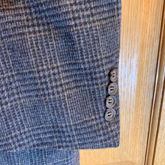 Cricketeer Sport Coat Mens Gray Wool Blend Windowpane Plaid Blazer 2 Button 41R - Picture 5 of 9